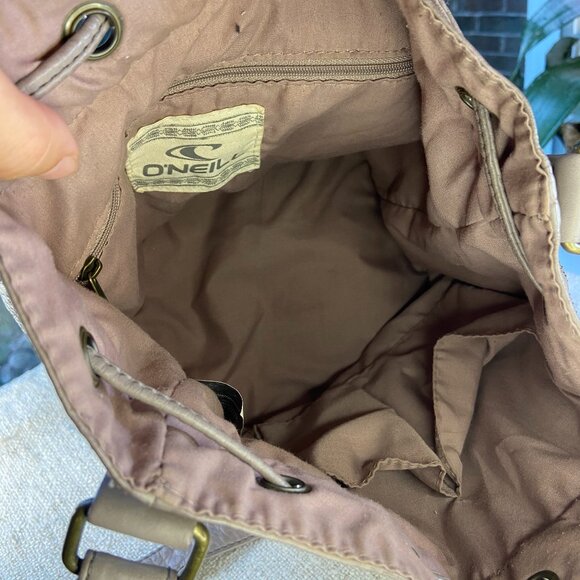 O'Neill grey vegan buttery soft leather bucket draw-string studded crossbody bag - Picture 6 of 6